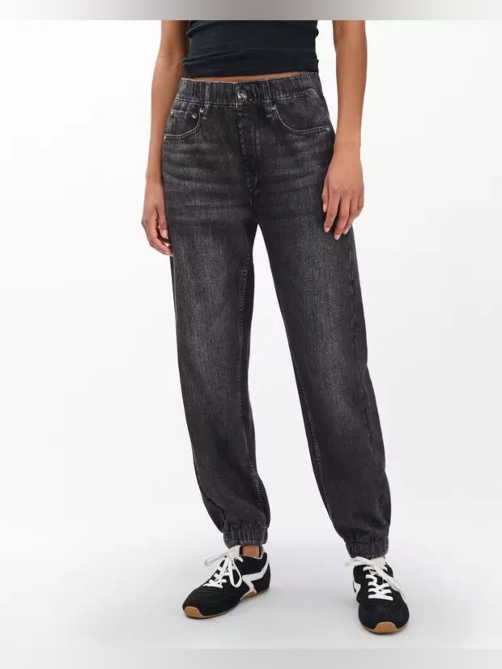 NWT New Rag & Bone Miramar Ankle Terry Jogger Pant in Faded Black Size Small